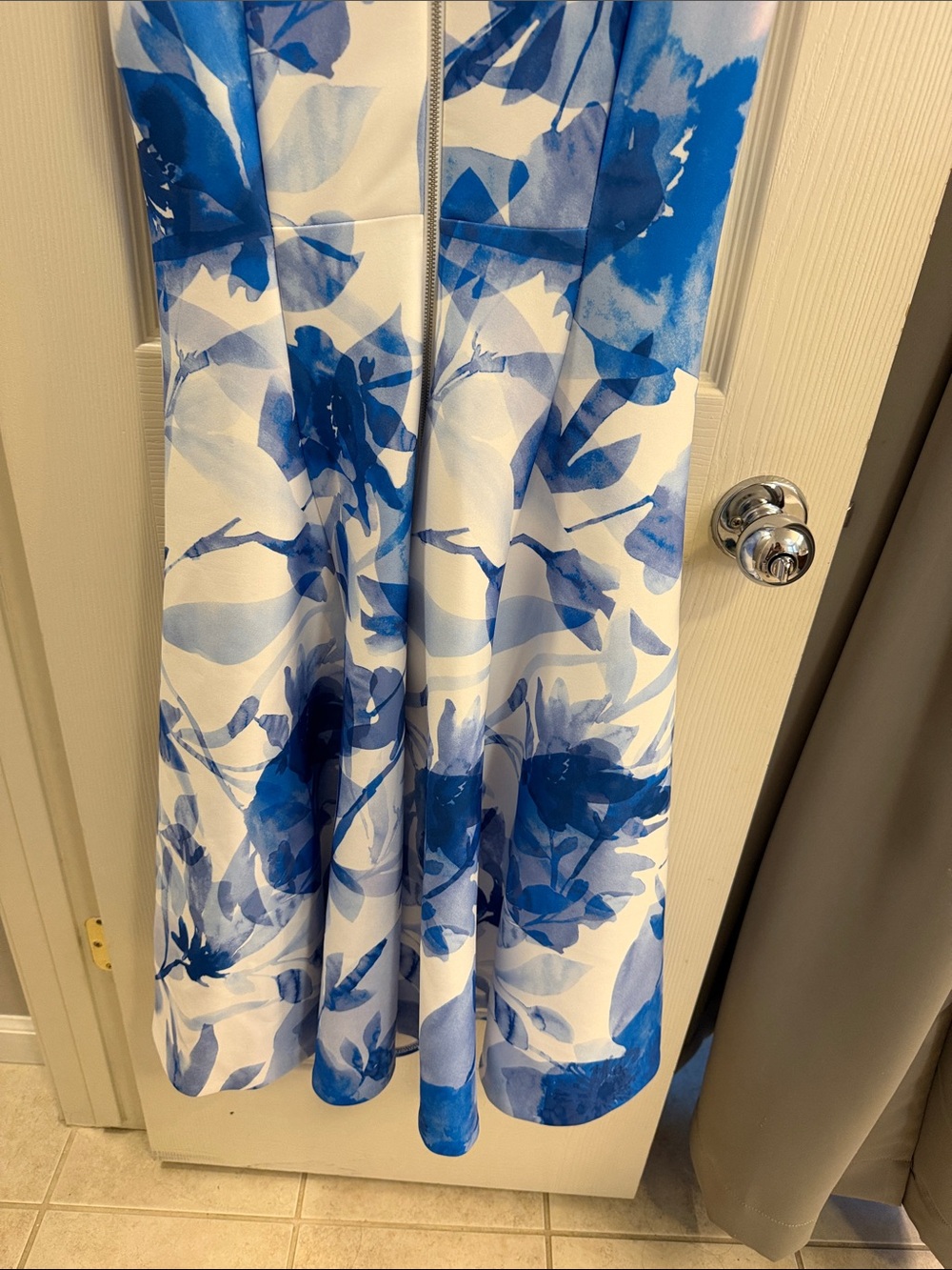 Calvin Klein Blue Floral Midi Dress on White - Picture 12 of 12
